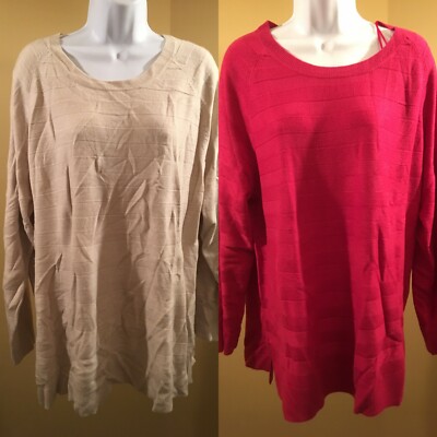 Faded glory women's plus size striped pull over sweater Size color options 