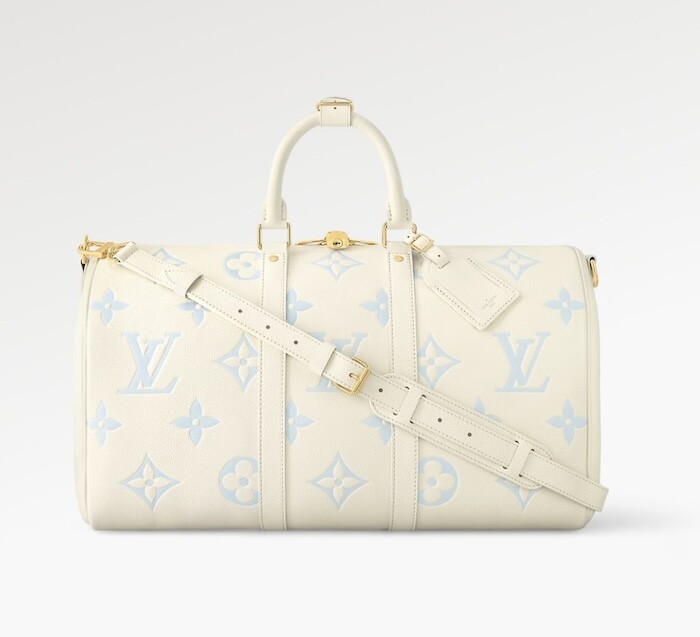 Louis Vuitton Keepall 45 Bag M46974 White Shoulder Purse Monogram