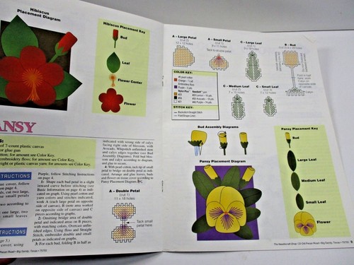 Needlecraft Shop Plastic Canvas Leaflet Cottage Floral Tissue Covers 5 Designs - Picture 3 of 3