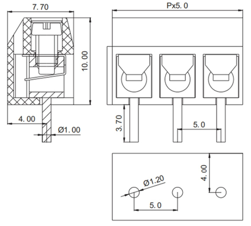 KF301-5.0 PCB Screw Type Wiring Terminal Power Terminal Spliceable 5.0mm Spacing - Picture 4 of 4