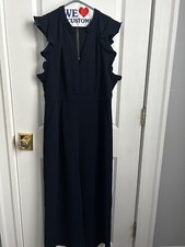 Whistles navy jumpsuit with wide legs and flutter sleeves