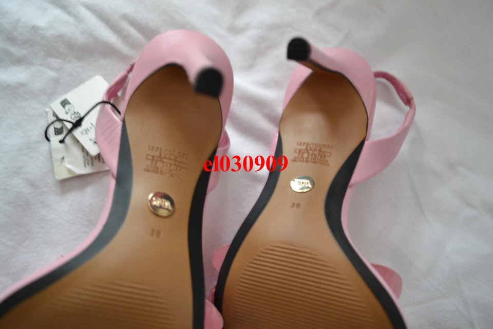 ZARA SANDÁLIAS DE COURO FLORAL SALTO ALTO ROSA NOVO SS23 TAMANHO EUR 36 REF. 1359/110 - Imagem 4 de 4