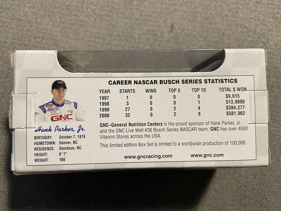 2001 edición limitada #36 Hank Parker Jr. Coche Racing Champions GNC Foto 4 de 4