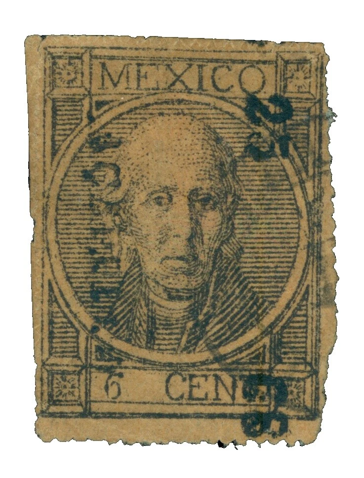 Handstamped Pre-Decimal Politicians Mexican Stamps
