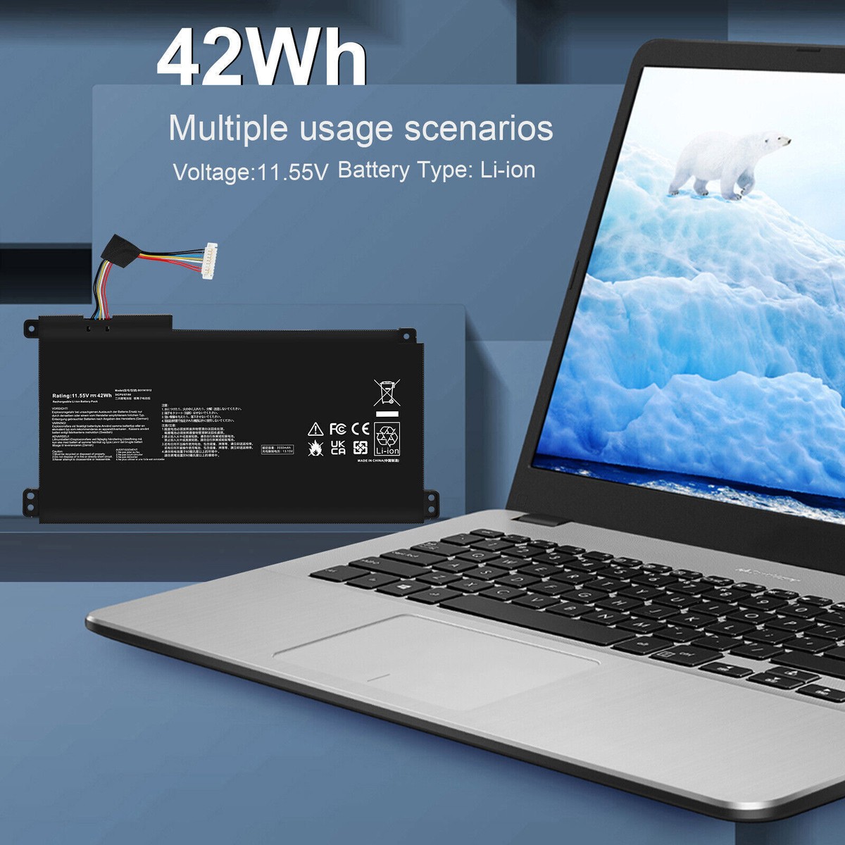 Batteria Per ASUS Vivobook 14 E410MA L410MA - B31N1912 C31N1912, 42Wh 11.55V - Foto 9