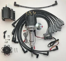 small cap FORD 5.8L 351 EFI to Carb HEI Distributor + 50k Coil+BLACK 8.5mm WIRES