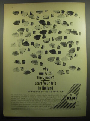 1960 KLM Airlines Ad - Why run with the pack? Start your trip in Holland