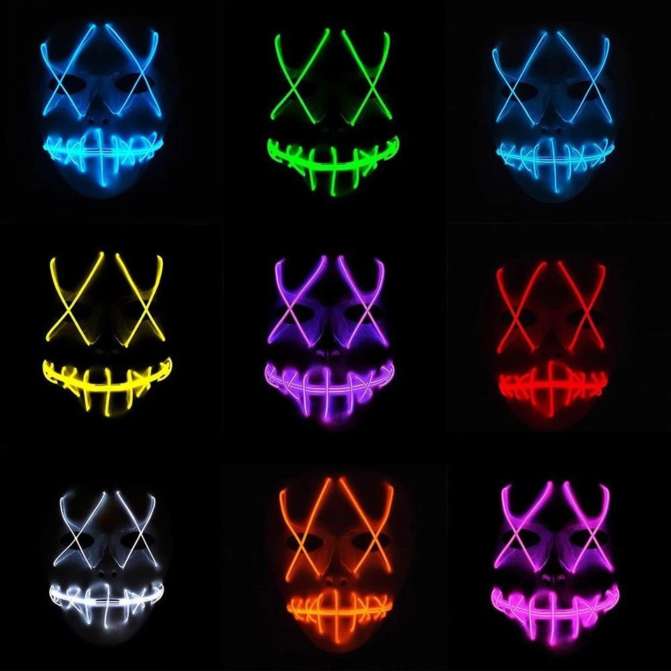 Halloween Purge Movie Flash LED Wire Scary Mask Party Festival Costume Luminous - Image 4 of 4
