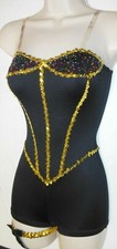 Sequin Detail Clear Strap Shorty Unitard Sequin Garter ch/ladies sz Jazz Cirqu