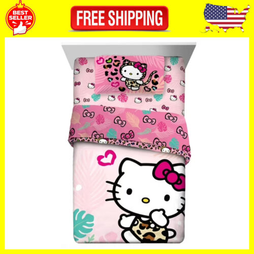 Hello Kitty Bed in a Bag Twin Size 4-Pieces Kids Comforter & Sheets Bedding Set