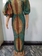 African Long Gown Ankara women turquoise maxi dress