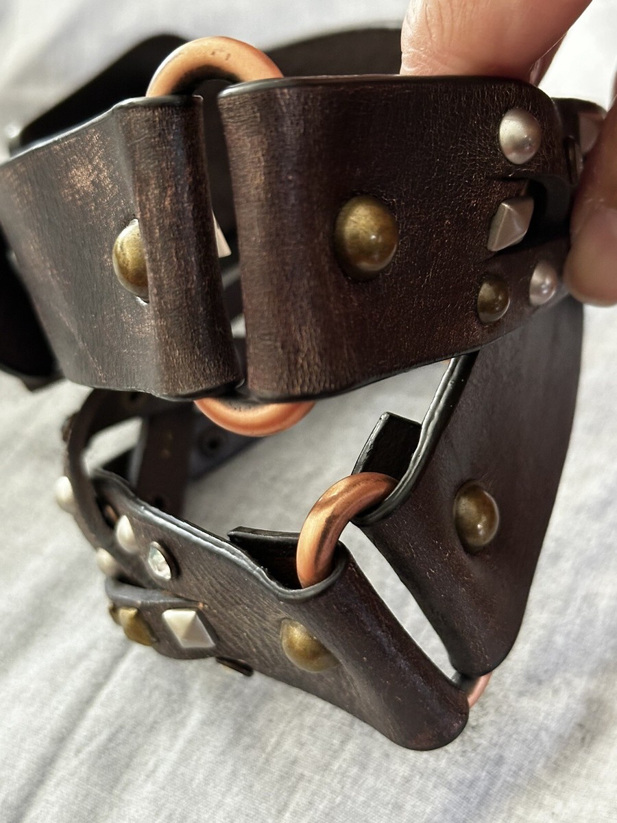 Bling Leather Belt By Roper Brown Western Studs Braided Rose 