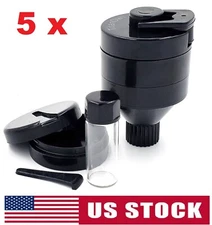 Plastic Spice Funnel Crank Grinder Hand Mill Dia 1.6 inch Portable w/ Glass Vial