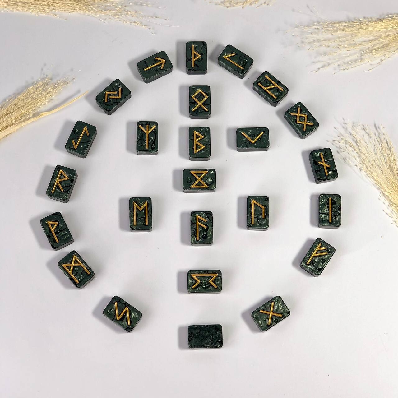 Epoxy Resin RUNES with Case, Rune Set, Green Runes, Unique Viking Norse ...
