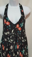 Poof New York Womens Dress Small Halter Maxi  Black Floral  Soft Knit Stretch