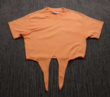 Reebok Vintage Cropped Tee Shirt Tie Waist Pa...