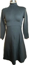 Vintage 60s 70s Mod Style Black Close Fitting Knit Long sleeve Dress, Size 2