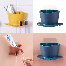 Bathroom Suction Cup Toothbrush Rack Holder Plastic Self-adhesive Wall Mounted