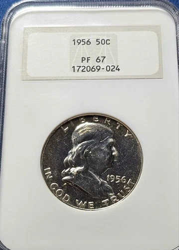 1956 Silver Proof Type 2 Franklin Half Dollar, NGC PF67. Fatty!!!