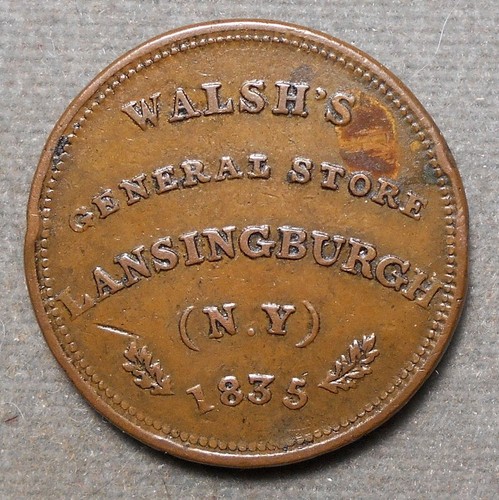 Hard Times HT-216, Low-99, R-1, Lansingburgh N.Y., Walsh’s, cobre, 28 mm, en muy buen estado, ti