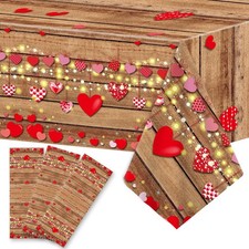 chiazllta 3PCS Valentine's Tablecloth Plastic Valentine Heart Disposable Tabl...