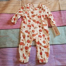 Cat Jack Pumpkin Print Romper One-Piece Long Sleeve 3-6M 0087