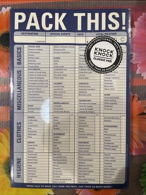 Knock Knock Pack This! Pad Packing List Notepad 6'' x 9'' - 60 Sheets