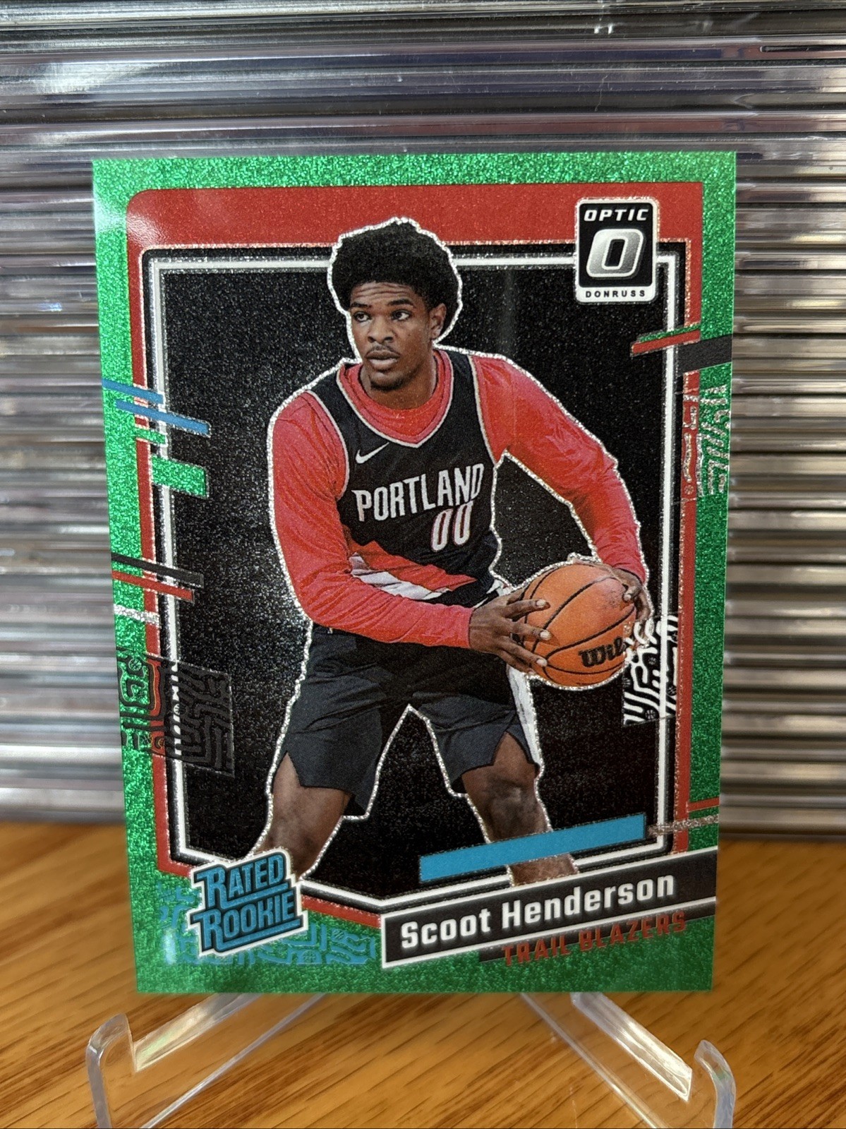 2023-24 Panini Donruss Optic-Rated Rookie Scoot Henderson Green Glitter /77 (RC)
