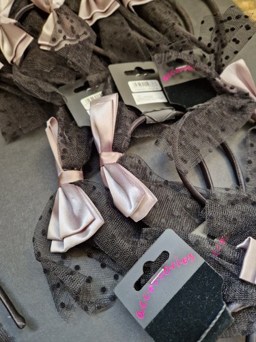 Headband Fascinators Black and Grey Bows with Lace - New With Tags Job Lot x 31 - Picture 5 of 15