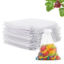 iwokerfull 60Pcs White Organza Bags 5x7 inch, Small Jewelry Bag Bulk Sheer Me...