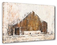 Large Farmhouse Rustic Wall Decor Canvas Wall Art 48"L x 36"W Old Barn