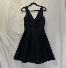 Gap Black Formal A Line Fit And Flare V-Neck Dress Size 0 Zip w/ Pockets