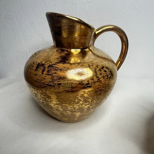 VTG Stangl Pottery Granada 22k Gold pitcher 4060 MCM
