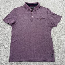 Ted Baker Polo Shirt Mens 4 Purple Patras Short Sleeve Button Down Collar Cotton
