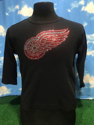 Detroit Red Wings Shirt Short Style Medium 3/4 sleeves Womens Ladies  C40