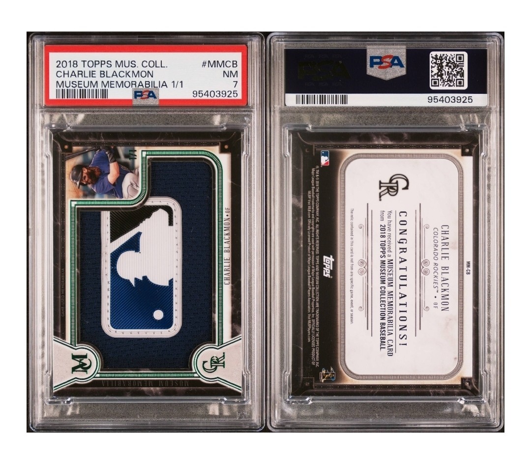2018 TOPPS MUSEUM COLLECTION MLB LOGOMAN #MMCB CHARLIE BLACKMON 1/1 PSA 7 view 3