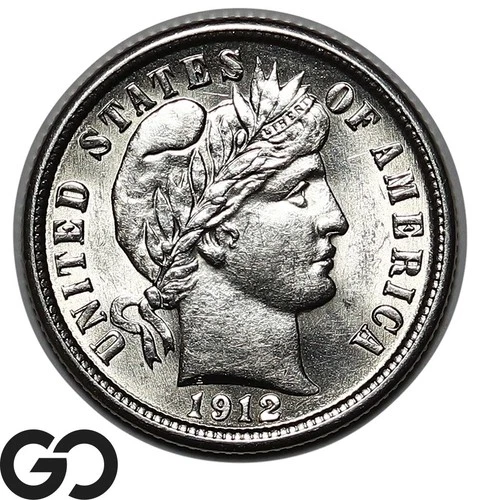 1912 Barber Dime, Very Lustrous Gem BU++