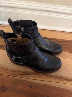 Frye Women's Veronica Harness Boots Women 7.5B Short Leather Black Biker Zipper