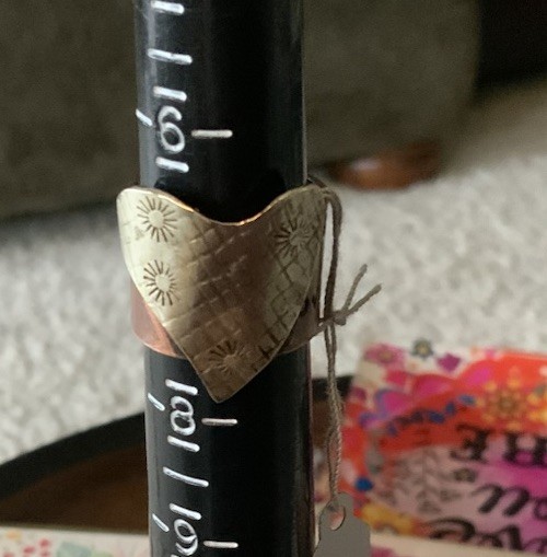 Boho Solid Copper Ring With Heart & Love Wide Ban… - image 5