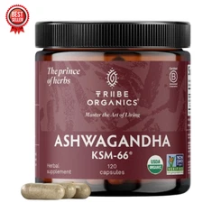 Tribe Organics Ashwagandha KSM-66 |120 Caps | Energy Mood Focus | 600mg Organic