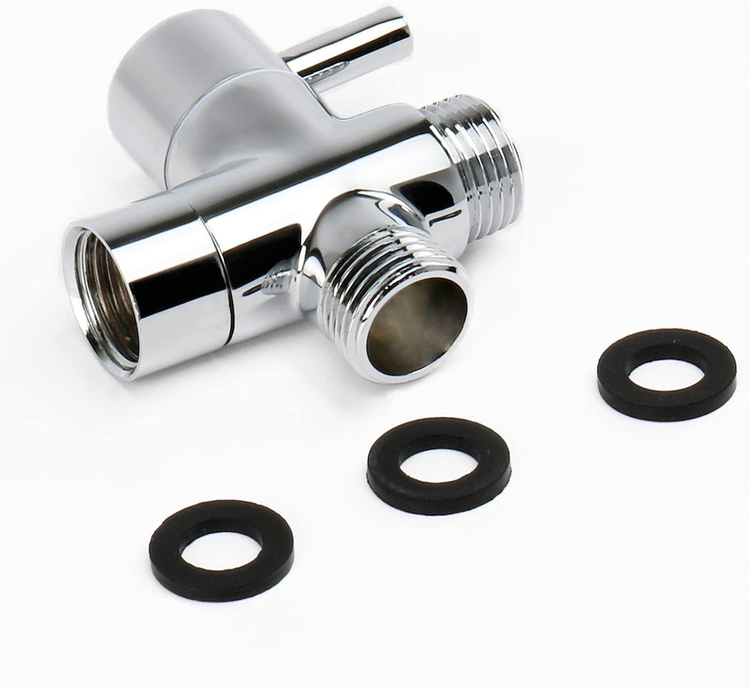 Solid Metal 3-Way Shower Arm Diverter T Adapter Replacement - Brushed Nickel