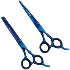 REGALE 7" Professional Barber Shears Set Japanese Steel, Titanium Blue Finish