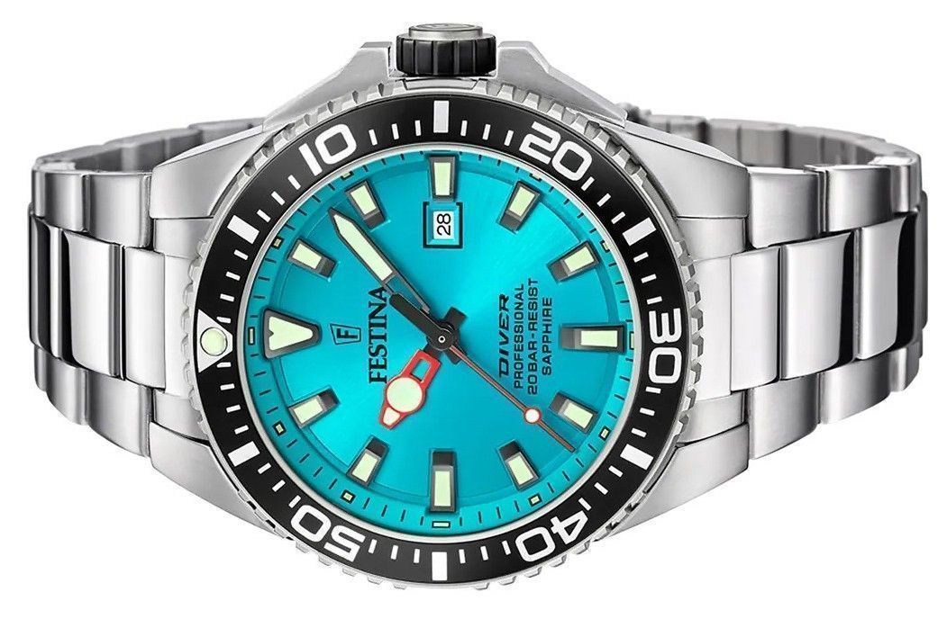 Festina Diver Stainless Steel Turquoise Dial Quartz F20663-5 200M Men's Watch