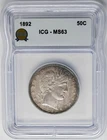 1892 Barber Half 50c MS63 ICG 949938-7
