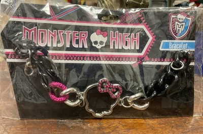 Mattel Monster High Bracelet~ NEW Skull W/ Bow Black Pink Punk Goth 2013 NOS HER