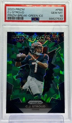 CJ Stroud 2023 Panini Prizm Football Prizm Break Green Ice Prizm #PB6 RC PSA 10
