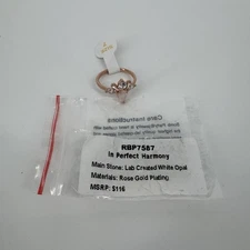 Bomb Party BP In Perfect Harmony White Opal on Rose Gold Plating Ring Size 7