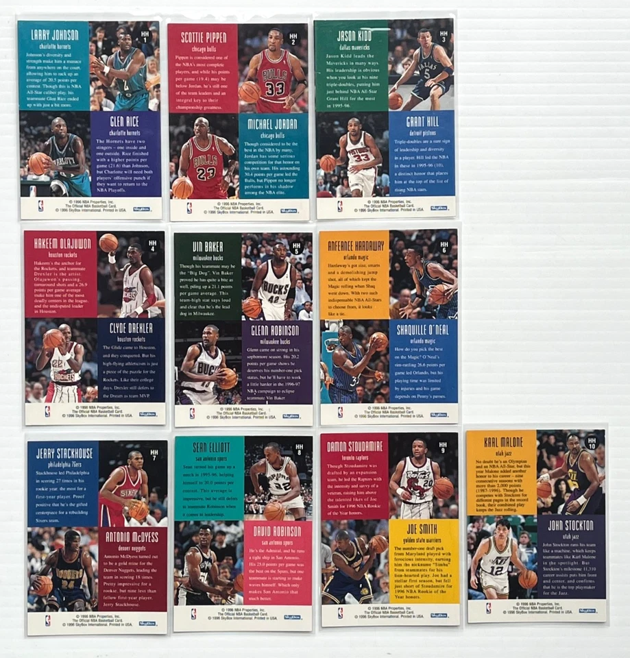 1996-97 NBA обручи - голова 2 головки вставить набор x 10 состояние варьируется (лот 18 из 21) - Изображение 2 из 4