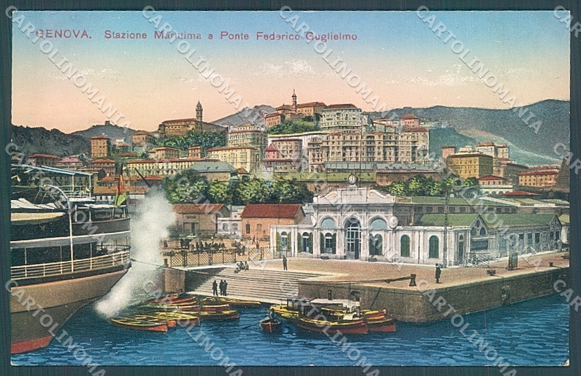 Genova Città Stazione Marittima Ponte Federico Guglielmo cartolina JK6211