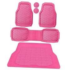 Heavy Duty Rubber Hot Pink Car Floor Mats Full Set Hot Pink With Cargo Liner